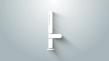 Beyaz Polis lastik cop ikonu gri arka planda izole edildi. Kauçuk copu. Polis yarasası. Polis ekipmanları. 4K Video hareketli grafik canlandırması