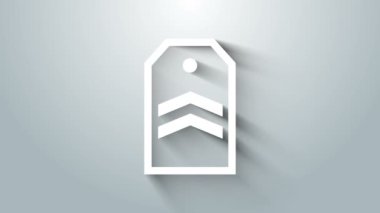 Beyaz Sembol simgesi gri arkaplanda izole edildi. Askeri rozet işareti. 4K Video hareketli grafik canlandırması