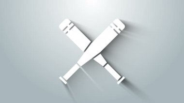 Beyazlı Beyzbol Yarasası simgesi gri arka planda izole edildi. 4K Video hareketli grafik canlandırması