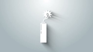 Beyaz Patlayıcı Bomba Çubuğu saat simgesi gri arka planda izole edildi. Saatli bomba - patlama tehlikesi kavramı. 4K Video hareketli grafik canlandırması