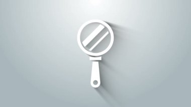 Beyaz El ayna simgesi gri arkaplanda izole edildi. 4K Video hareketli grafik canlandırması