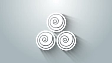 Beyaz havlu rulo simgesi gri arkaplanda izole edildi. 4K Video hareketli grafik canlandırması