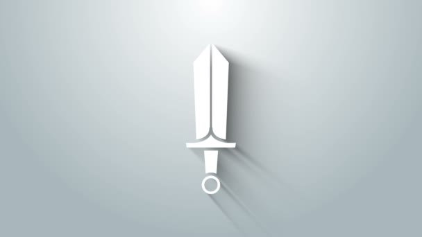Biały Miecz do ikony gry izolowane na szarym tle. 4K Animacja graficzna ruchu wideo — Wideo stockowe