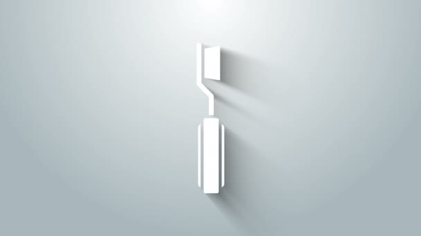 Vit tandborste ikon isolerad på grå bakgrund. 4K Video motion grafisk animation — Stockvideo