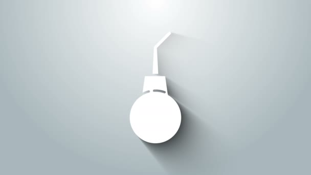 Ikona White Enema hrušky izolované na šedém pozadí. Lékařské gumové čerpadlo. Grafická animace pohybu videa 4K — Stock video