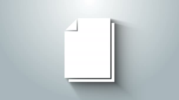 White Document icon isolated on grey background. File icon. Checklist icon. Business concept. 4K Video motion graphic animation — Stock Video