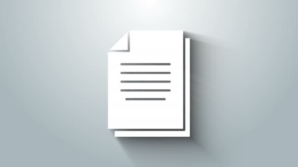 Weißes Dokument-Symbol isoliert auf grauem Hintergrund. Datei-Symbol. Checklisten-Symbol. Geschäftskonzept. 4K Video Motion Grafik Animation — Stockvideo