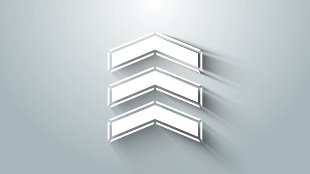 Icono de rango militar blanco aislado sobre fondo gris. Signo de placa militar. Animación gráfica de vídeo 4K — Vídeos de Stock