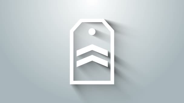 Weißes Chevron-Symbol isoliert auf grauem Hintergrund. Militärabzeichen-Zeichen. 4K Video Motion Grafik Animation — Stockvideo