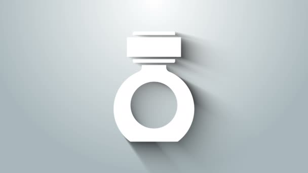 Vit Aftershave ikon isolerad på grå bakgrund. Köln sprayikon. Man parfymflaska. 4K Video motion grafisk animation — Stockvideo