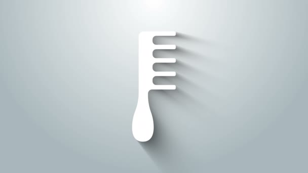 Weißes Haarbürstensymbol isoliert auf grauem Hintergrund. Haarschild kämmen. Friseur-Symbol. 4K Video Motion Grafik Animation — Stockvideo