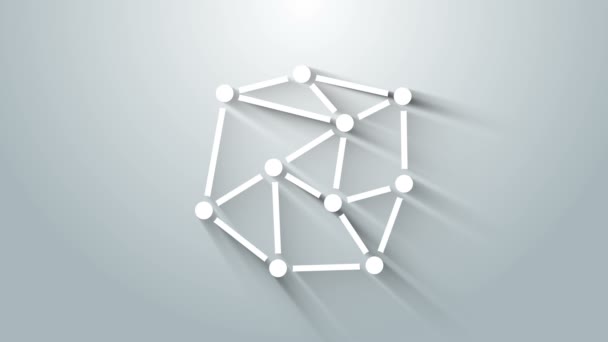 White Neural network icon isolated on grey background. Artificial Intelligence. 4K Video motion graphic animation — Stock Video