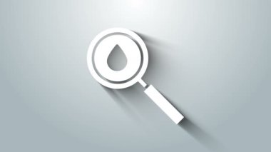 Beyaz yağ damlası simgesi gri arkaplanda izole edildi. Jeolojik keşif, jeoloji araştırması. 4K Video hareketli grafik canlandırması