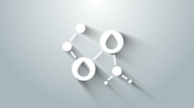 Beyaz Molekül yağı ikonu gri arkaplanda izole edilmiş. Kimya moleküllerinin yapısı. 4K Video hareketli grafik canlandırması