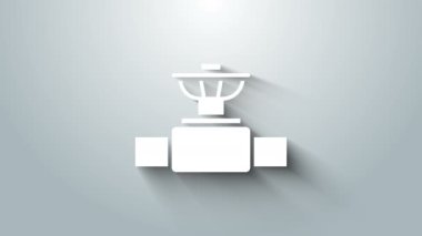 Beyaz Endüstri metalik boru ve kapakçık ikonu gri arka planda izole edildi. 4K Video hareketli grafik canlandırması