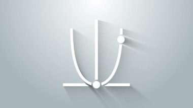Beyaz Grafik, çizelge, grafik, diyagram, bilgi grafiği, turta grafik simgesi gri arkaplanda izole edilmiş. 4K Video hareketli grafik canlandırması
