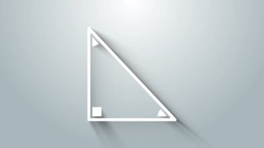 Beyaz Üçgen matematik ikonu gri arkaplanda izole edildi. 4K Video hareketli grafik canlandırması