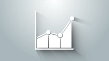 Beyaz Grafik, çizelge, grafik, diyagram, bilgi grafiği, turta grafik simgesi gri arkaplanda izole edilmiş. 4K Video hareketli grafik canlandırması