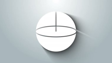 Beyaz Geometrik şekil Küre simgesi gri arkaplanda izole edildi. Soyut şekil. Geometrik süs. 4K Video hareketli grafik canlandırması