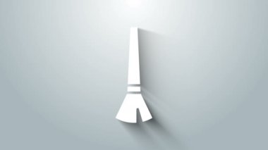 Gri arkaplanda beyaz boya fırçası simgesi izole edildi. 4K Video hareketli grafik canlandırması