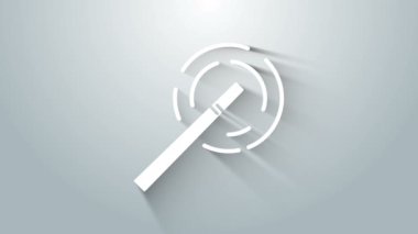 Beyaz Sihirli değnek simgesi gri arkaplanda izole edildi. Yıldız şeklinde sihirli aksesuar. Sihirli güç. 4K Video hareketli grafik canlandırması