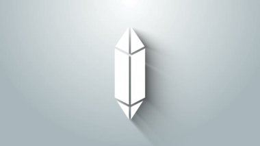 Beyaz Sihirli Taş simgesi gri arkaplanda izole edildi. Fantezi kristali. Maç için mücevher. 4K Video hareketli grafik canlandırması