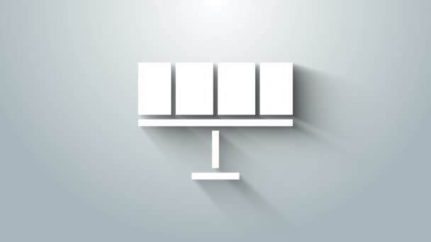 Biała ikona panelu słonecznego izolowana na szarym tle. 4K Animacja graficzna ruchu wideo — Wideo stockowe