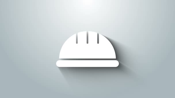 Icono del casco de seguridad White Worker aislado sobre fondo gris. Animación gráfica de vídeo 4K — Vídeos de Stock