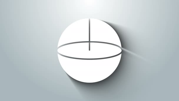 Figura geometrica bianca Icona a sfera isolata su sfondo grigio. Forma astratta. Ornamento geometrico. Animazione grafica 4K Video motion — Video Stock