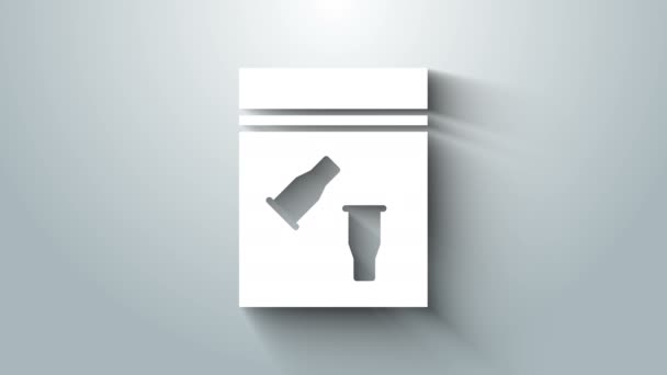 Fehér Bizonyíték táska és golyó ikon elkülönítve szürke háttérrel. 4K Videó mozgás grafikus animáció — Stock videók