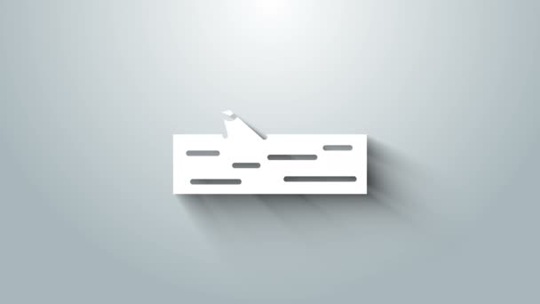 Biała ikona drewniana wyizolowana na szarym tle. 4K Animacja graficzna ruchu wideo — Wideo stockowe