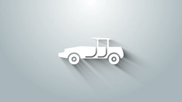 Ikona Bílé auto izolované na šedém pozadí. Grafická animace pohybu videa 4K — Stock video