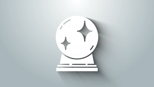 Icono de bola mágica blanca aislado sobre fondo gris. Una bola de cristal. Animación gráfica de vídeo 4K — Vídeos de Stock