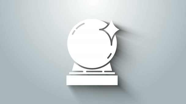 Fehér Varázsgolyó ikon elszigetelt szürke háttérrel. Kristálygömb. 4K Videó mozgás grafikus animáció — Stock videók