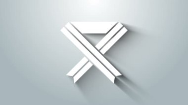 Beyaz Göğüs kanseri farkındalık kurdele ikonu gri arka planda izole edilmiş. Dünya göğüs kanseri günü konsepti. Kadın sağlık hizmeti konsepti. 4K Video hareketli grafik canlandırması