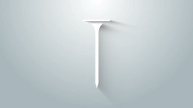 Beyaz Metalik tırnak simgesi gri arkaplanda izole edilmiş. 4K Video hareketli grafik canlandırması