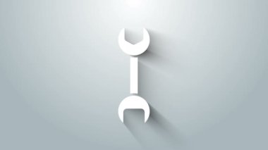 Gri arkaplanda beyaz anahtarlı simge izole edildi. 4K Video hareketli grafik canlandırması