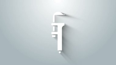 Beyaz Calliper veya kalibre ve ölçek simgesi gri arkaplanda izole edildi. Hassas ölçüm aletleri. 4K Video hareketli grafik canlandırması