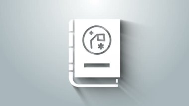 Astronomi ikonu tarafından izole edilmiş beyaz kitap. 4K Video hareketli grafik canlandırması