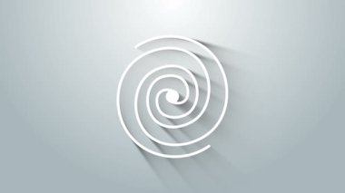 Beyaz kara delik simgesi gri arkaplanda izole edildi. Uzay deliği. Collapsar. 4K Video hareketli grafik canlandırması