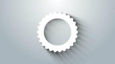 Beyaz Güneş simgesi gri arkaplanda izole edildi. Yaz sembolü. Güneşli bir gün. 4K Video hareketli grafik canlandırması