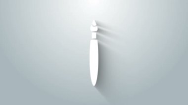 Gri arkaplanda beyaz boya fırçası simgesi izole edildi. 4K Video hareketli grafik canlandırması