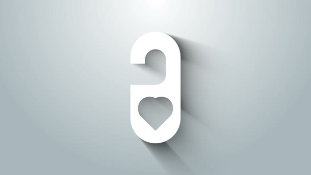Białe Proszę nie przeszkadzać ikoną serca wyizolowaną na szarym tle. 8 marca. Międzynarodowy Dzień Szczęśliwych Kobiet. 4K Animacja graficzna ruchu wideo — Wideo stockowe