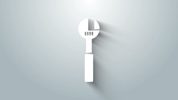 White Adjustable wrench icon isolated on grey background. 4K Video motion graphic animation — Stock Video