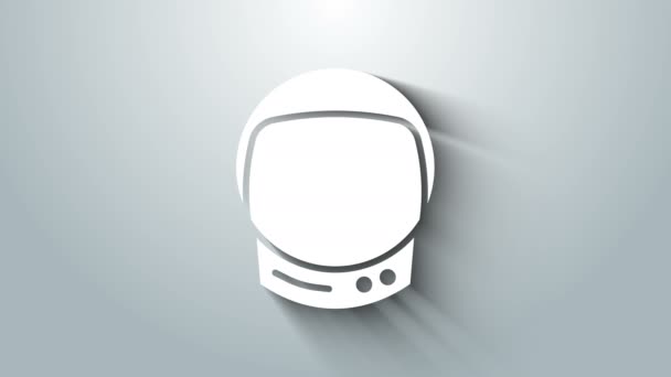 Beyaz Astronot başlık simgesi gri arkaplanda izole edildi. 4K Video hareketli grafik canlandırması — Stok video