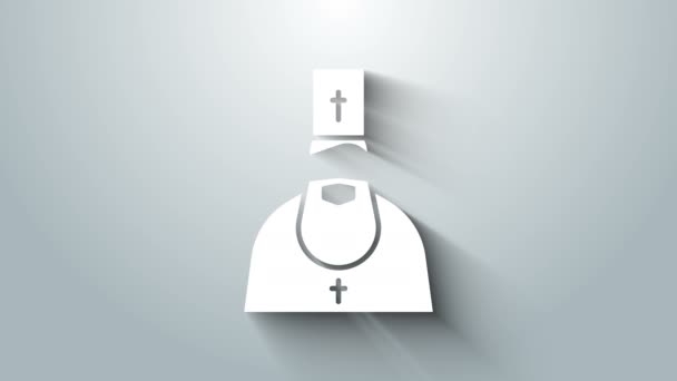 Ícone Sacerdote Branco isolado em fundo cinza. Animação gráfica em movimento de vídeo 4K — Vídeo de Stock