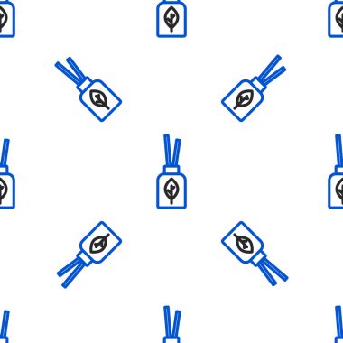 Çizgi Aroma dağıtıcı simgesi beyaz arkaplanda izole edilmiş pürüzsüz desen. Cam kavanoz, ahşap aroma çubuklarıyla farklı. Renkli taslak konsepti. Vektör.