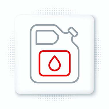 Beyaz arka planda izole edilmiş benzin ikonu hattı kutusu. Dizel gaz ikonu. Renkli taslak konsepti. Vektör.