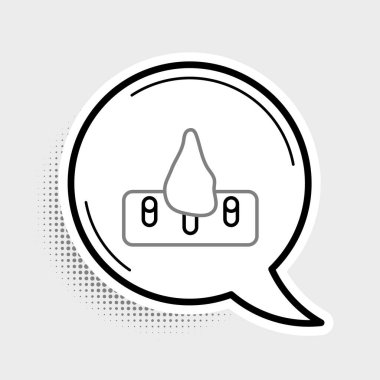 Gri arkaplanda çizgi yok etme simgesi izole edildi. Orman doğrama, tahrip etme. Ekoloji ve hava kirliliği için tehlike. Renkli taslak konsepti. Vektör.