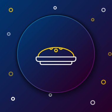 Mavi arka planda ev yapımı turta simgesi izole edildi. Renkli taslak konsepti. Vektör.